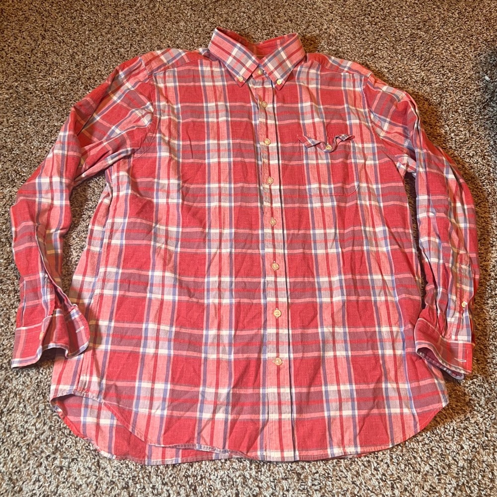 Vineyard Vines Crosby Shirt Mens Plaid‎ Button Down Long Sleeve Red Large